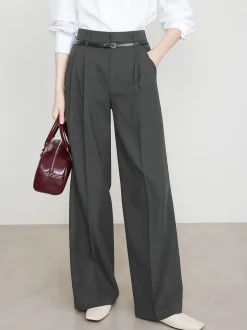 COMMENSE Utility High-Waist Pleated Pants Without Belt* Pants|Bottoms