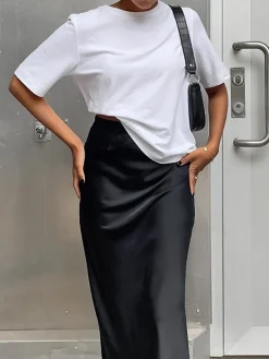 COMMENSE Utility Satin Maxi Skirt* Skirts|Bottoms