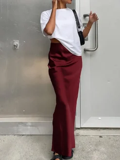 COMMENSE Utility Satin Maxi Skirt* Skirts|Bottoms