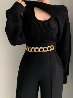 COMMENSE Utility Two Piece Bolero Sweater* Sweater Tops|Long Sleeve Sets