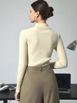 COMMENSE Vanilla Polo Long Sleeve Knit Top* Sweater Tops|Sweaters & Cardigans