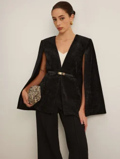 COMMENSE Velvet Belted Cloak* Outerwear|Outerwear