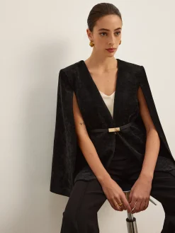 COMMENSE Velvet Belted Cloak* Outerwear|Outerwear