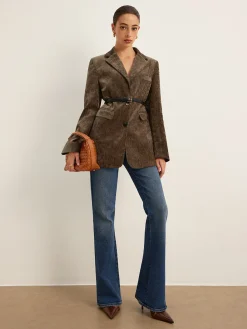 COMMENSE Velvet Button Blazer With Belt* Blazers|Outerwear