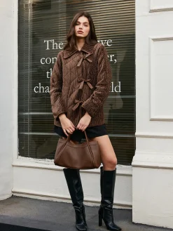 COMMENSE Velvet Button Bow Coat* Outerwear|Coats