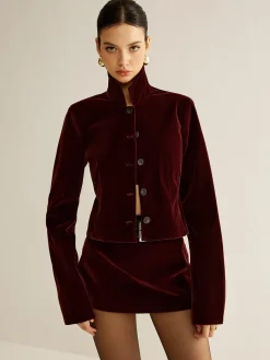 COMMENSE Velvet Lapel Short Blazer* Outerwear|Blazers