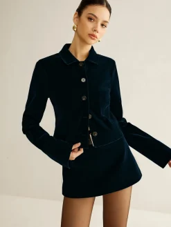 COMMENSE Velvet Lapel Short Blazer* Outerwear|Blazers