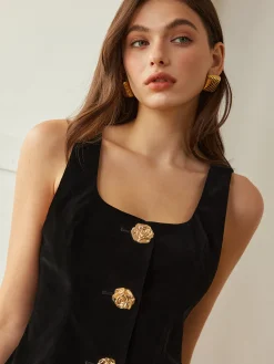 COMMENSE Velvet Metal-Button Vest* Outerwear|Vests