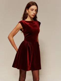 COMMENSE Velvet Pleated Tank Short Dress* Cocktail & Party Dresses|Short Dresses