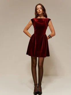 COMMENSE Velvet Pleated Tank Short Dress* Cocktail & Party Dresses|Short Dresses