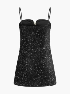 COMMENSE Velvet Sequins Bow Cami Dress* Black Dresses|Cocktail & Party Dresses