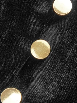 COMMENSE Velvet Split Button Top* T-shirts|Tops