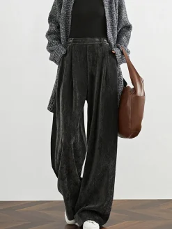 COMMENSE Velvet Wide-Leg Pants* Pants|Bottoms