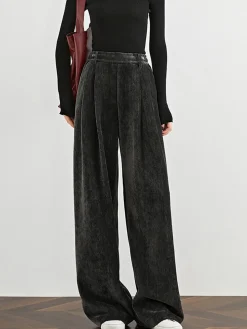 COMMENSE Velvet Wide-Leg Pants* Pants|Bottoms