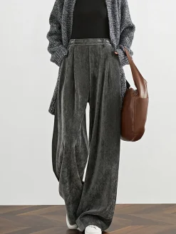 COMMENSE Velvet Wide-Leg Pants* Pants|Bottoms