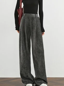 COMMENSE Velvet Wide-Leg Pants* Pants|Bottoms