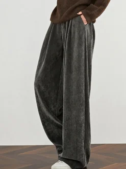 COMMENSE Velvet Wide-Leg Pants* Pants|Bottoms