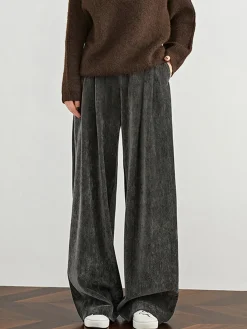 COMMENSE Velvet Wide-Leg Pants* Pants|Bottoms