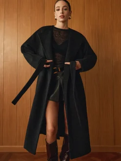 COMMENSE Versatile Belted Warm Coat With Scarf* Outerwear|Coats