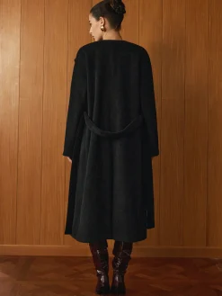 COMMENSE Versatile Belted Warm Coat With Scarf* Outerwear|Coats