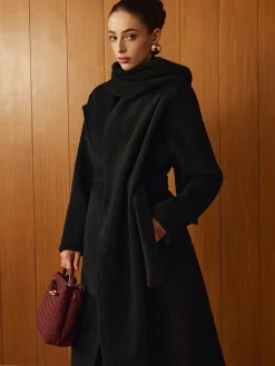 COMMENSE Versatile Belted Warm Coat With Scarf* Outerwear|Coats