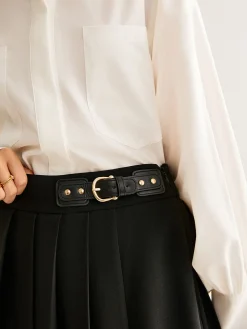 COMMENSE Versatile Buckle-Belt Pleated Skirt* Bottoms
