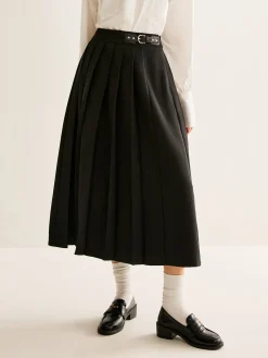 COMMENSE Versatile Buckle-Belt Pleated Skirt* Bottoms
