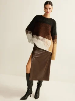 COMMENSE Versatile Color Block Loose Sweater* Sweater Tops|Sweaters & Cardigans