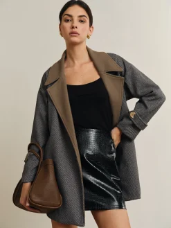 COMMENSE Versatile Contrast Collar Belted Wool Coat* Outerwear|Coats
