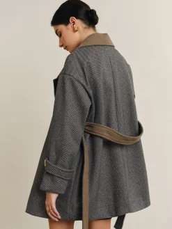 COMMENSE Versatile Contrast Collar Belted Wool Coat* Outerwear|Coats