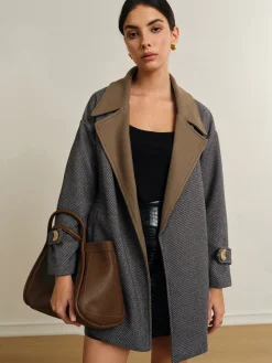 COMMENSE Versatile Contrast Collar Belted Wool Coat* Outerwear|Coats