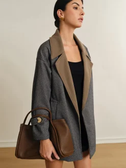 COMMENSE Versatile Contrast Collar Belted Wool Coat* Outerwear|Coats