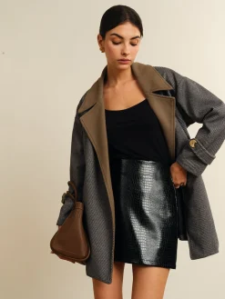 COMMENSE Versatile Contrast Collar Belted Wool Coat* Outerwear|Coats