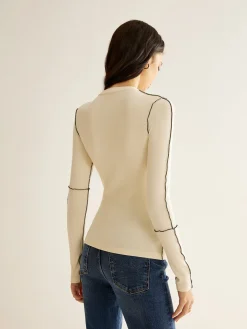 COMMENSE Versatile Contrast Piping Jersey Blouse* Blouses & Shirts|Tops