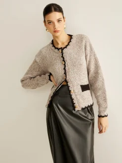 COMMENSE Versatile Contrast Trim Button Cardigan* Cardigans|Sweaters & Cardigans