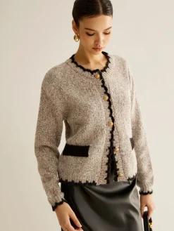 COMMENSE Versatile Contrast Trim Button Cardigan* Cardigans|Sweaters & Cardigans