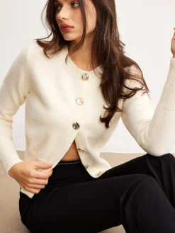 COMMENSE Versatile Metal Button Knit Outerwear* Sweater Tops|Outerwear