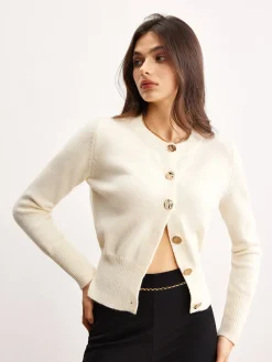 COMMENSE Versatile Metal Button Knit Outerwear* Sweater Tops|Outerwear