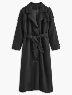 COMMENSE Versatile Plain Belted Long Coat* Outerwear|Coats