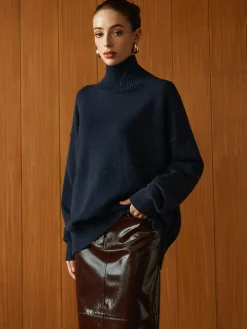 COMMENSE Versatile Plain Turtleneck Sweater* Sweater Tops|Sweaters & Cardigans