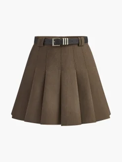 COMMENSE Versatile Pleated Mini Skirt With Belt* Skirts|Bottoms