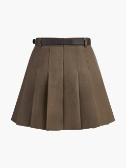 COMMENSE Versatile Pleated Mini Skirt With Belt* Skirts|Bottoms