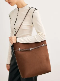 COMMENSE Versatile Suede Buckle Bucket Bag* Bags|Accessories
