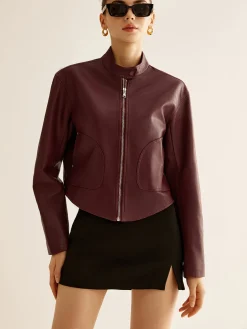 COMMENSE Versatile Zipper Faux Leather Jacket* Outerwear|Jackets