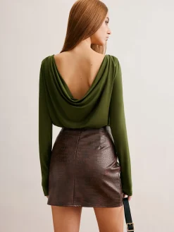 COMMENSE Vintage Backless Pleated T-Shirt* T-shirts|Tops