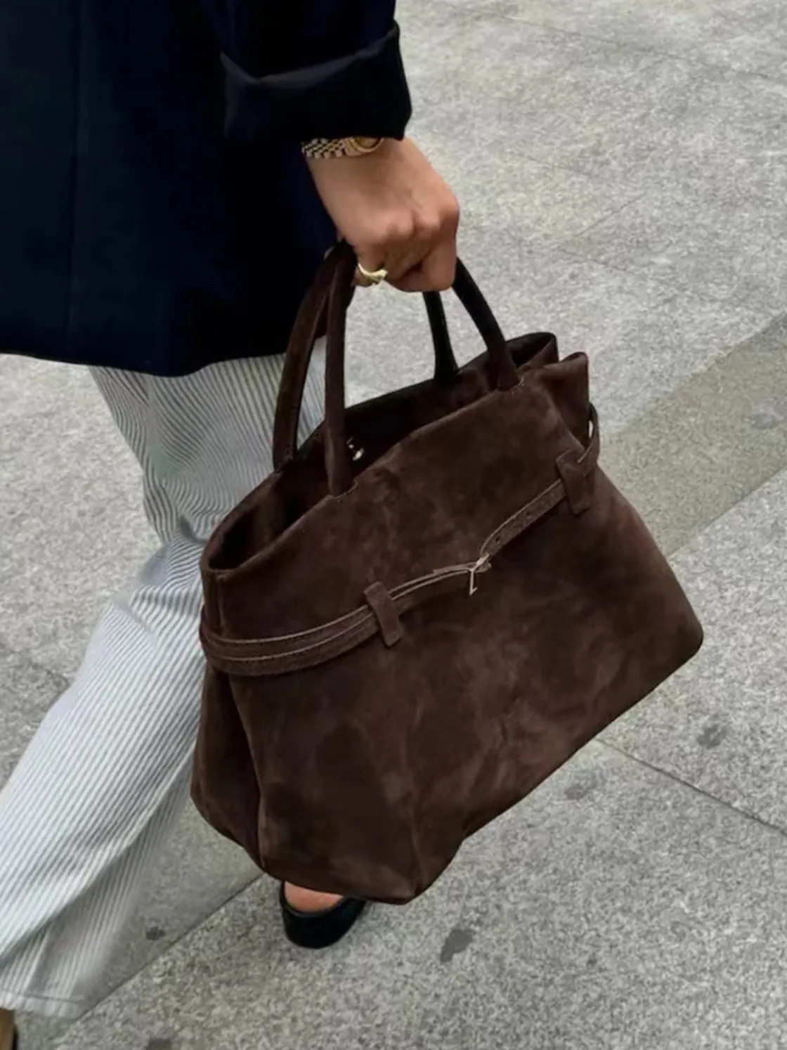 COMMENSE Vintage Buckle-Design Top-Handle Bag* Bags|Accessories