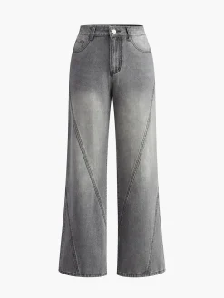 COMMENSE Vintage Denim Straight Leg Pants* Jeans|Pants