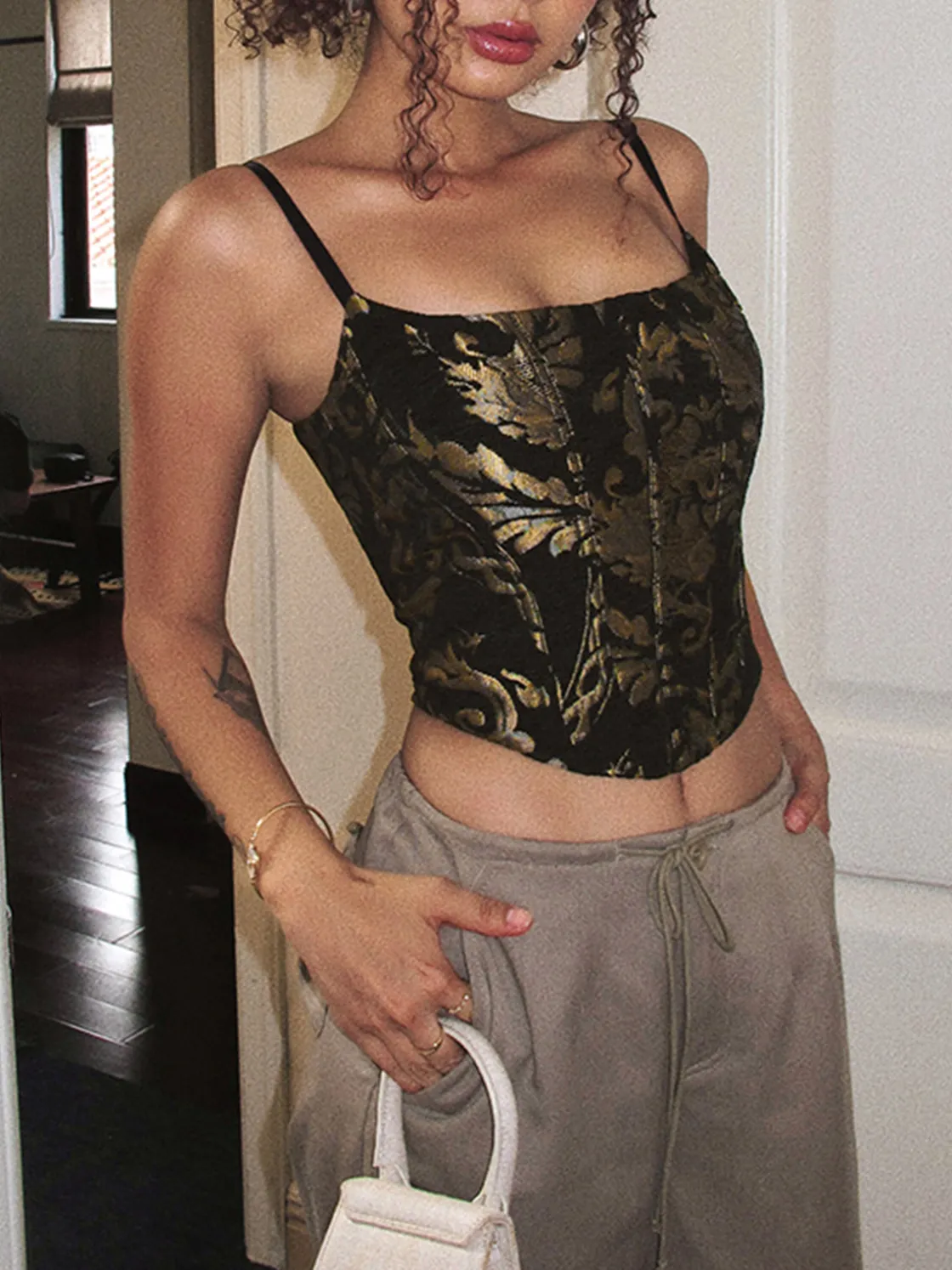 COMMENSE Vintage Drawstring Cami Corset Top* Corset Tops|Tank Tops & Camis