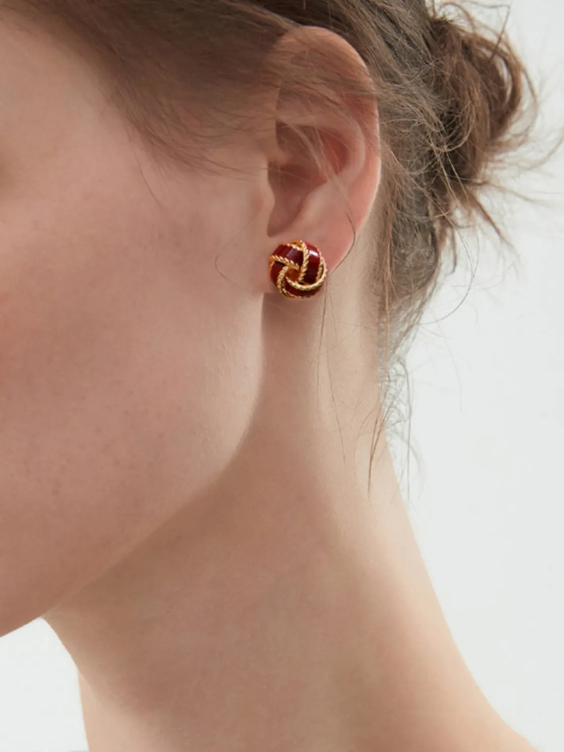 COMMENSE Vintage Dripped Glaze Knotted Hoop Stud Earrings* Earrings|Accessories