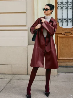 COMMENSE Vintage Faux Leather Long Jacket* Outerwear|Jackets
